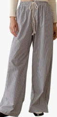 Thin Striped Wide-leg Pants