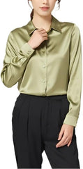 Misharen Women’s Satin Office Wear Top Blouse Shirt – Elegant Long Sleeve Silk Shirt Casual Wear, or Formal Wear For Professionals