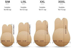 Rabbit Ears (Combo) Lifting Chest Pads, Push-Up Adhesive Bra For Women, Reusable, Black and Beige, 2 Pairs
