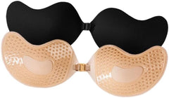 Misharen Silicone 2Pcs Breast Nipple Cover – Invisible Push-Up Sticky Bra | Adhesive, Seamless, Reusable, Breathable | Wire-Free Support for Backless & Strapless Dresses – Beige & Black