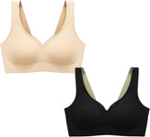 Seamless (2 Pc Combo) Wireless Sleep Bra for Women, Spandex-Nylon Blend, No Hooks or Wires, One-Piece Design