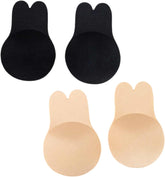 Rabbit Ears (Combo) Lifting Chest Pads, Push-Up Adhesive Bra For Women, Reusable, Black and Beige, 2 Pairs