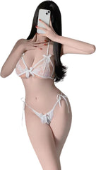 Misharen Women's 3 Piece Lace Thong Set – Strapless, Wire-Free, Ultra-Thin, Breathable Transparent Underwear Bra Set – Daily Wear, Comfortable, One Size