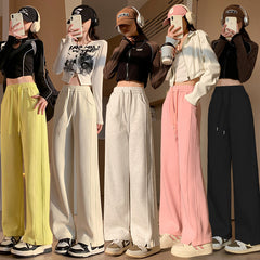 High Waist Long Thin Straight Loose Leisure Sports Sweat pants