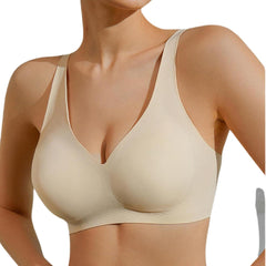 Misharen Wireless Full Coverage Jelly Bra for Women, V-neck, No Steel Ring, Seamless Push-Up with Removable Foam Pads for Yoga activewear and dailywear