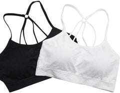 MIsharen 2 Pcs Combo Seamless Sports Bra for Girls – Double Padded Push-Up | High-Impact Support, Breathable, Quick-Dry, Non-Adjustable Straps | Yoga, Gym, Running | White