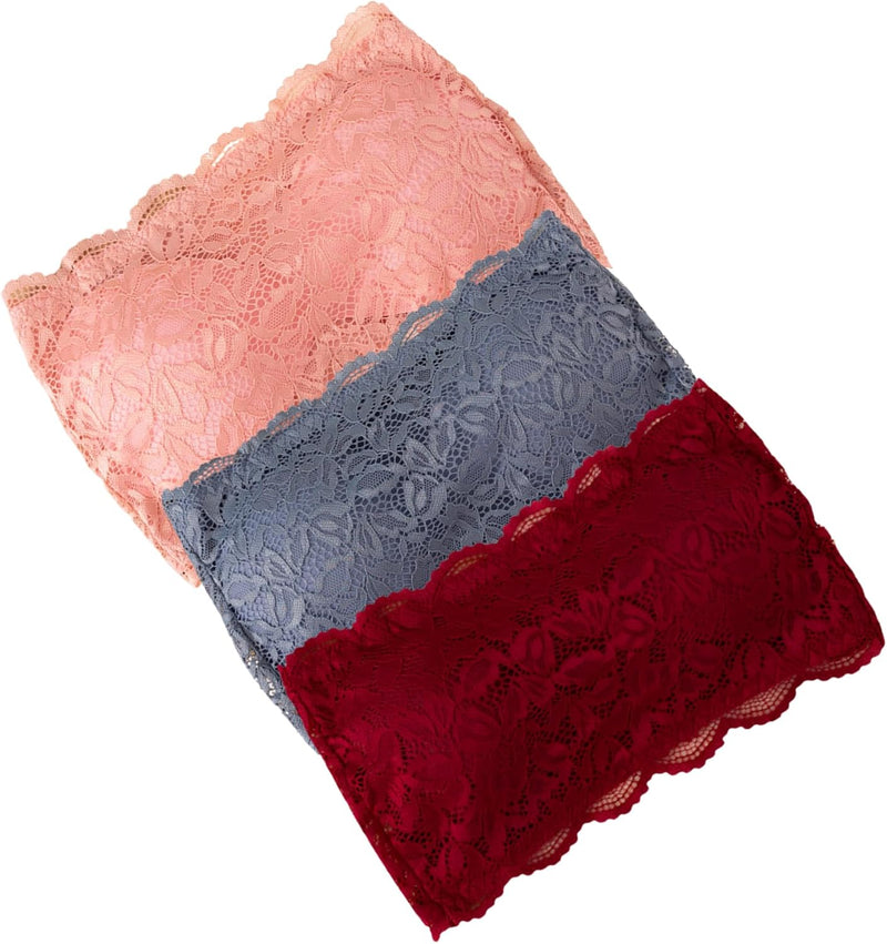 Misharen 3 Pcs Pack Bra For Girls Breathable Bralette tube top Chest Wrap lace Bra invisible wireless bra Lace traceless push up bra for teens