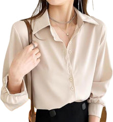 Misharen Women's White French Outer Top – High-End Western-Style, Vintage Loose Fit Skinny Shirt – Bamboo Fiber, Spring to Summer Wear