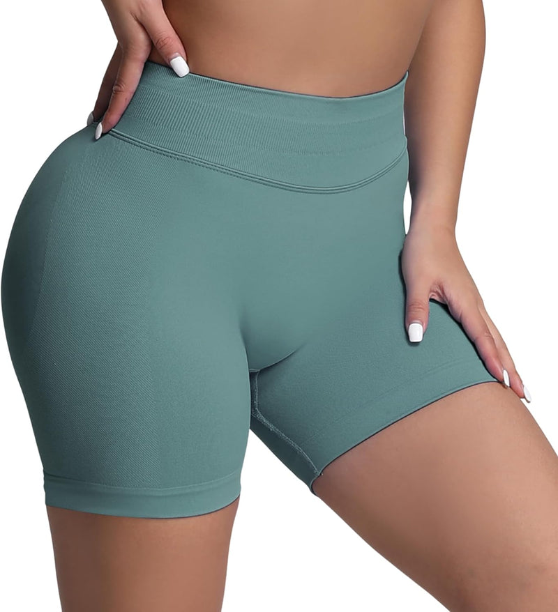 Misharen Women's High Waist Gym Shorts, Seamless Design, Spandex/Nylon Fitness Shorts for Workout, Yoga, Running
