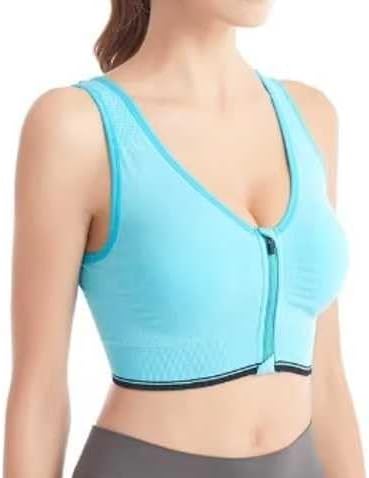 Misharen Women Front Zipper Sports Bra High Impact Vest Push Up Running Gym Yoga Sports bra Tops