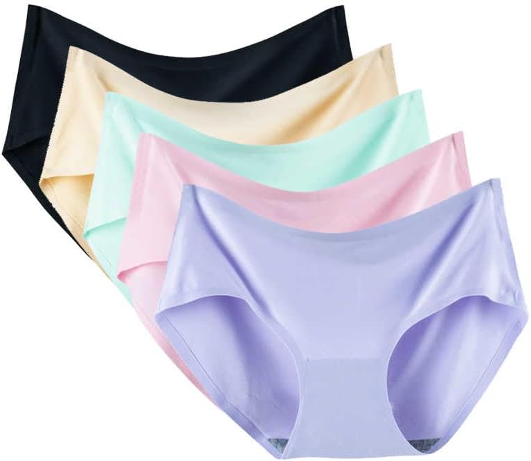 Misharen Women's 8 Piece Combo Breathable Silk Underwear, Seamless Panties, Mid-Rise, Solid Print