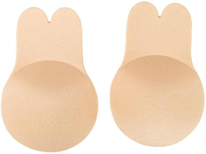 Rabbit Ears (Combo) Lifting Chest Pads, Push-Up Adhesive Bra For Women, Reusable, Black and Beige, 2 Pairs