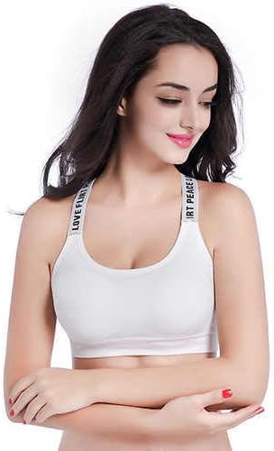 MIsharen 2 Pcs Combo Seamless Sports Bra for Girls – Double Padded Push-Up | High-Impact Support, Breathable, Quick-Dry, Non-Adjustable Straps | Yoga, Gym, Running | White