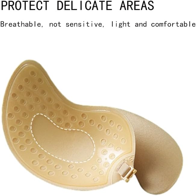 Misharen Silicone 2Pcs Breast Nipple Cover – Invisible Push-Up Sticky Bra | Adhesive, Seamless, Reusable, Breathable | Wire-Free Support for Backless & Strapless Dresses – Beige & Black