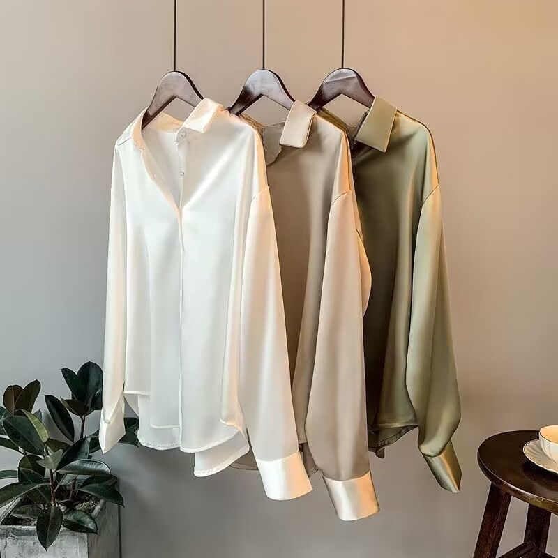 Misharen Women’s Satin Office Wear Top Blouse Shirt – Elegant Long Sleeve Silk Shirt Casual Wear, or Formal Wear For Professionals