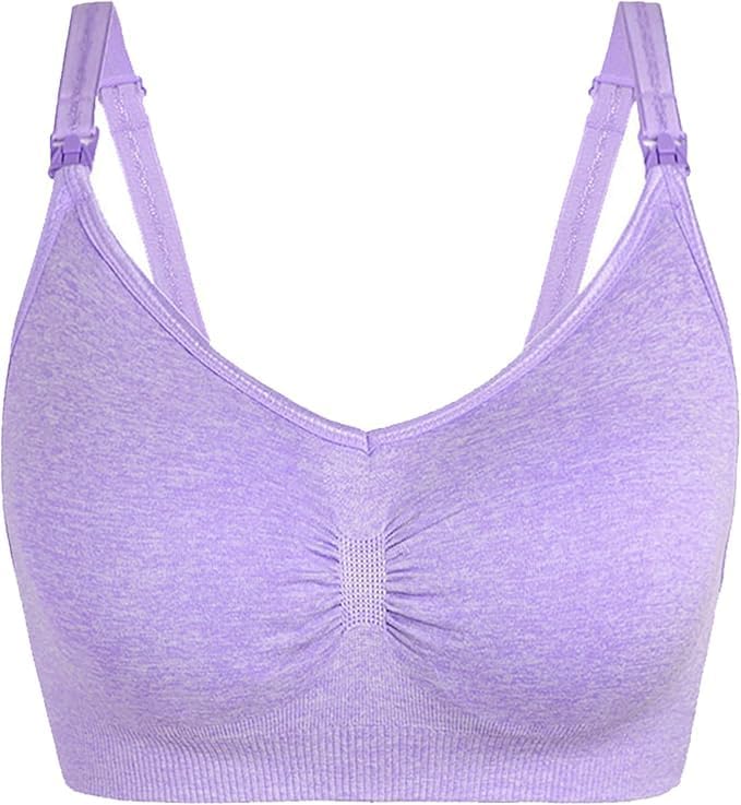 Misharen Womens Plus Size Padded Mommy Lactation Baby Breastfeeding Front open Wireless Bra Seamless pregnant Maternity Nursing Bra