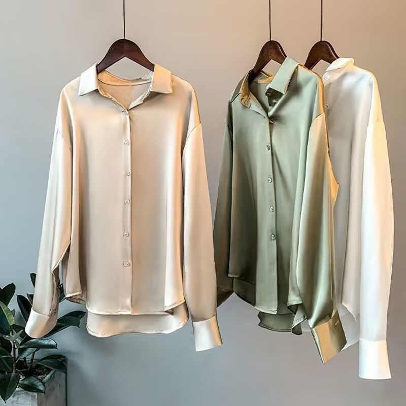 Misharen Women’s Satin Office Wear Top Blouse Shirt – Elegant Long Sleeve Silk Shirt Casual Wear, or Formal Wear For Professionals