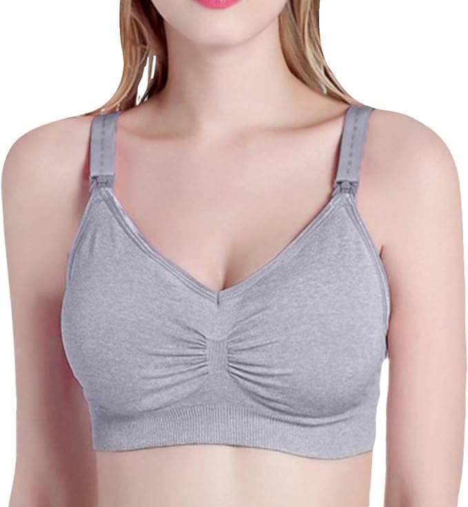 Misharen Womens Plus Size Padded Mommy Lactation Baby Breastfeeding Front open Wireless Bra Seamless pregnant Maternity Nursing Bra
