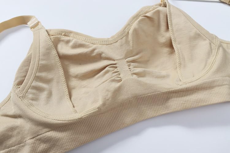 Misharen Womens Plus Size Padded Mommy Lactation Baby Breastfeeding Front open Wireless Bra Seamless pregnant Maternity Nursing Bra