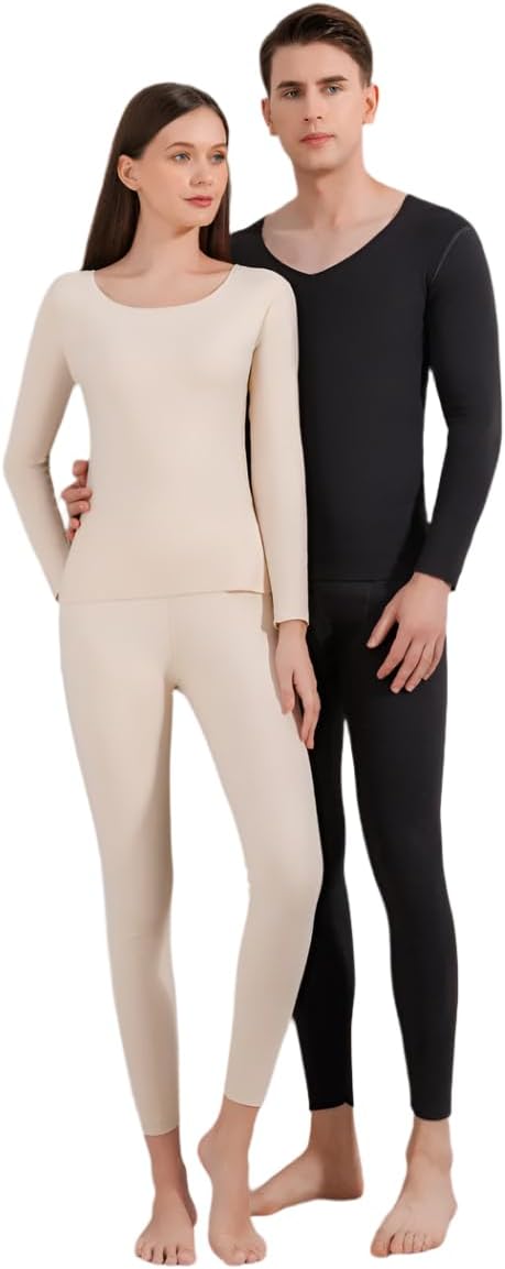 Misharen Ultra soft Seamless Thermal Underwear Long Johns 2 Set, Long Sleeve Top and Pants with Fleece Cold Weather Base layer, Quick-Dry For Men and Boys