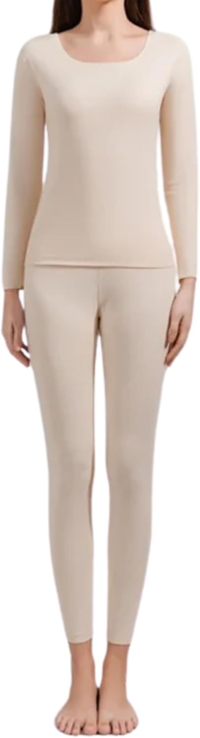 Ultra soft Seamless Thermal Underwear Long Johns 2 Set, Long Sleeve Top and Pants with Fleece Cold Weather Base layer, Quick-Dry For Girls and Women