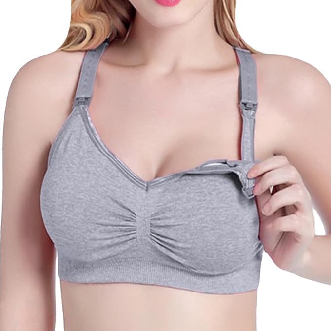 Misharen Womens Plus Size Padded Mommy Lactation Baby Breastfeeding Front open Wireless Bra Seamless pregnant Maternity Nursing Bra