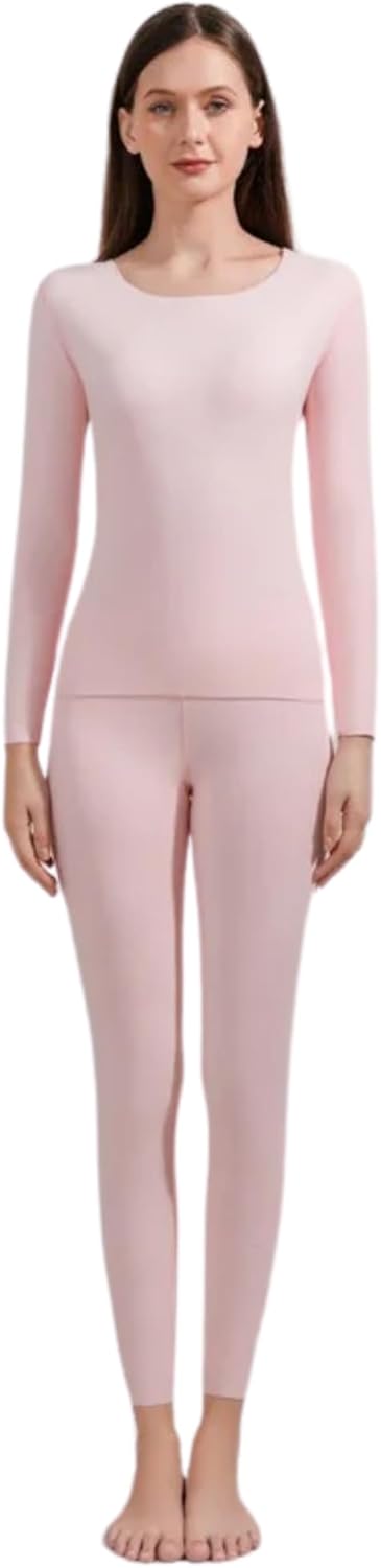 Ultra soft Seamless Thermal Underwear Long Johns 2 Set, Long Sleeve Top and Pants with Fleece Cold Weather Base layer, Quick-Dry For Girls and Women