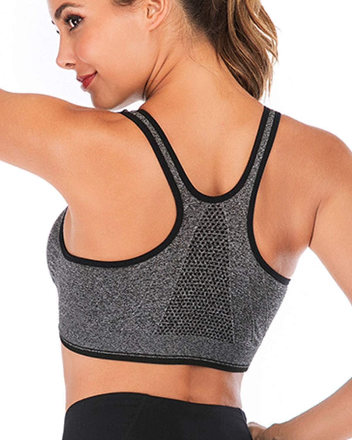 Misharen Women Front Zipper Sports Bra High Impact Vest Push Up Running Gym Yoga Sports bra Tops