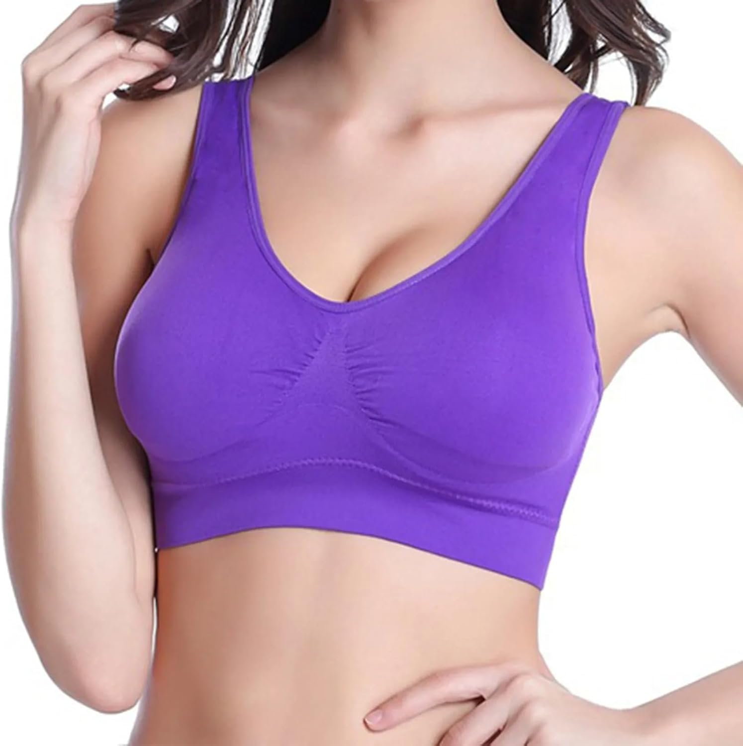 Misharen Seamless Sports Bra, Removable Wireless Padded Bra For Women with Full Coverage