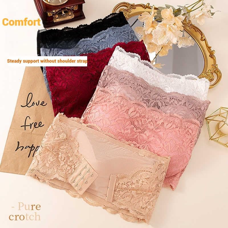 Misharen 3 Pcs Pack Bra For Girls Breathable Bralette tube top Chest Wrap lace Bra invisible wireless bra Lace traceless push up bra for teens