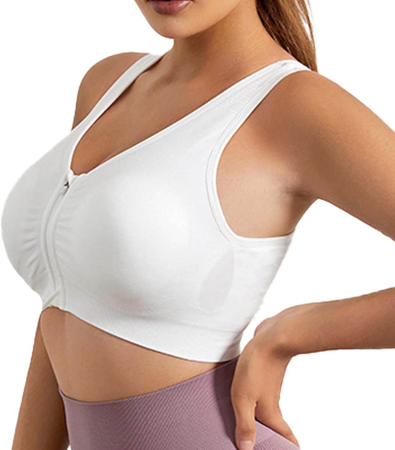 Misharen Women Front Zipper Sports Bra High Impact Vest Push Up Running Gym Yoga Sports bra Tops