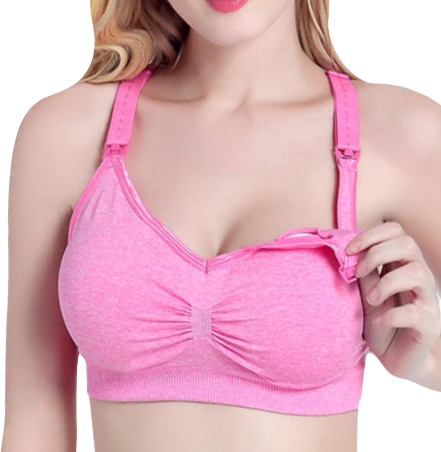 Misharen Womens Plus Size Padded Mommy Lactation Baby Breastfeeding Front open Wireless Bra Seamless pregnant Maternity Nursing Bra