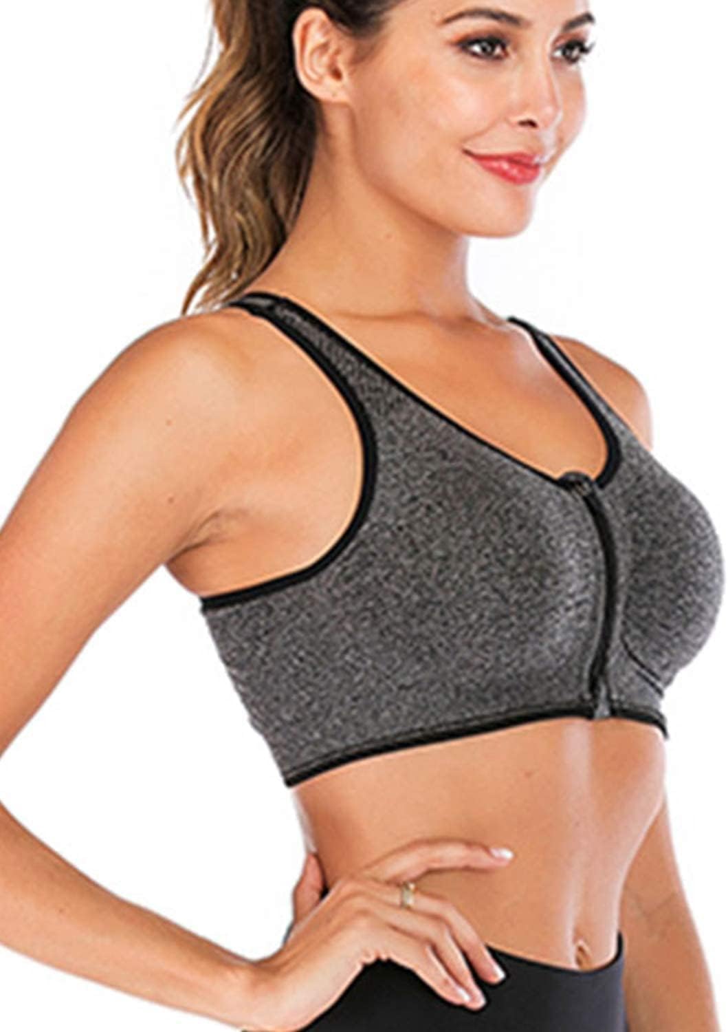 Misharen Women Front Zipper Sports Bra High Impact Vest Push Up Running Gym Yoga Sports bra Tops