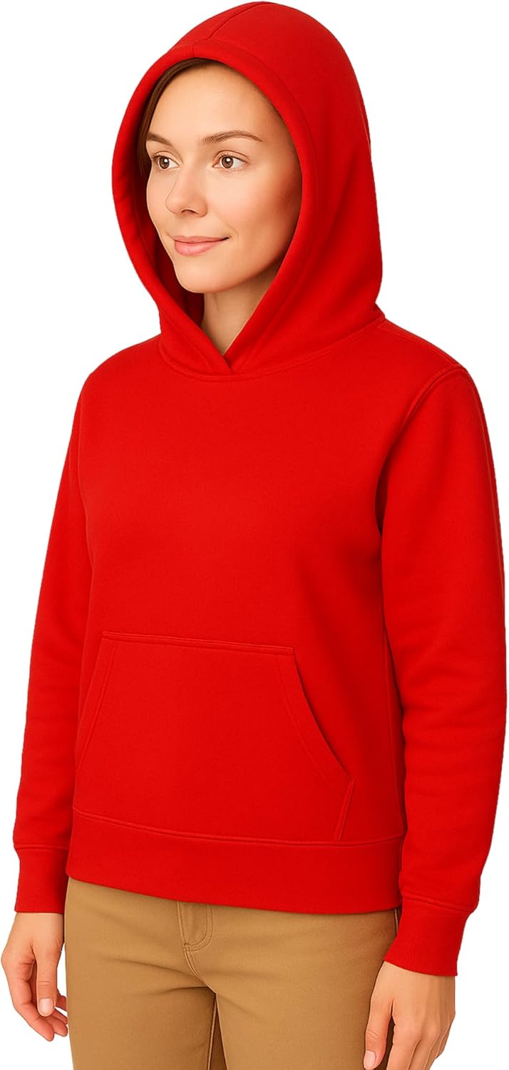 Light Weight Pullover Hoodie, 100% Polyester Fleece, Plain Sweatshirt for Men and Women, Regular Fit