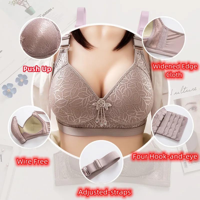 Misharen Women’s 4pcs Combo Plus-Size Minimiser Bra Lingerie – Padded, Underwire Support Adjustable Offce Wear Stretchy Everyday Comfort