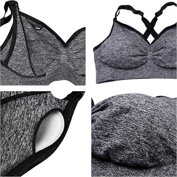 Misharen Womens Plus Size Padded Mommy Lactation Baby Breastfeeding Front open Wireless Bra Seamless pregnant Maternity Nursing Bra