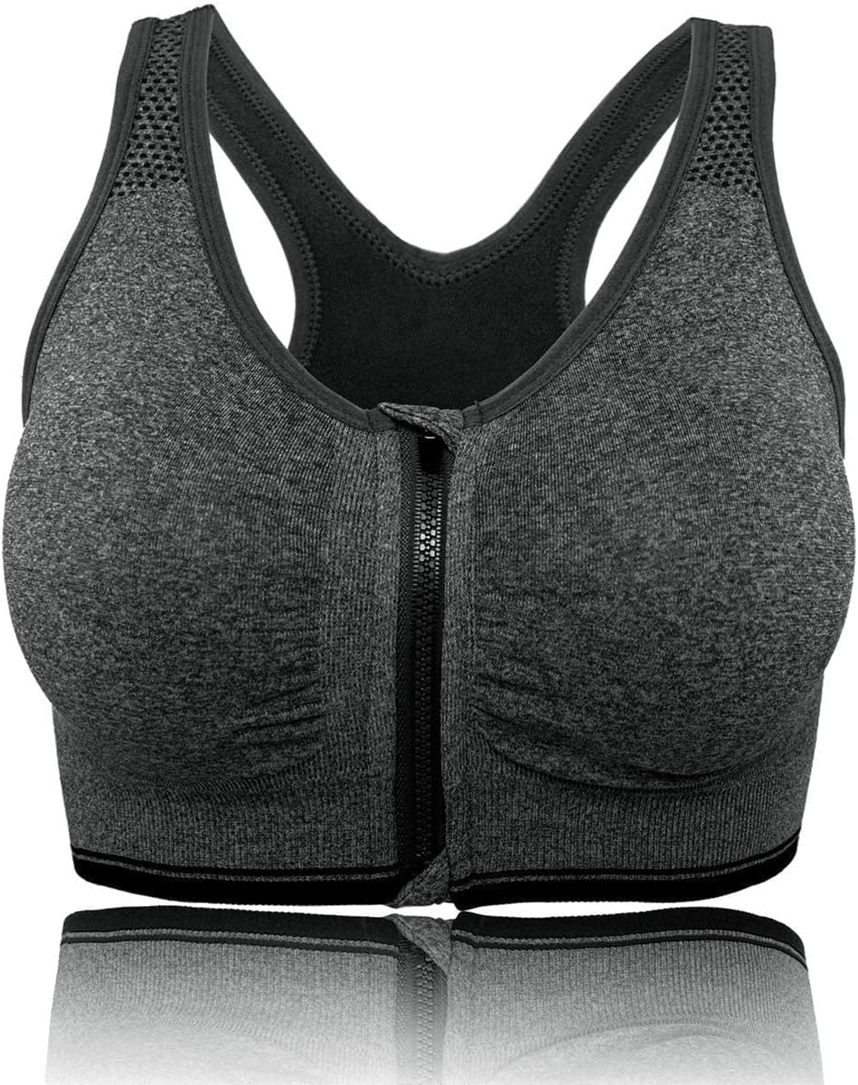 Misharen Women Front Zipper Sports Bra High Impact Vest Push Up Running Gym Yoga Sports bra Tops