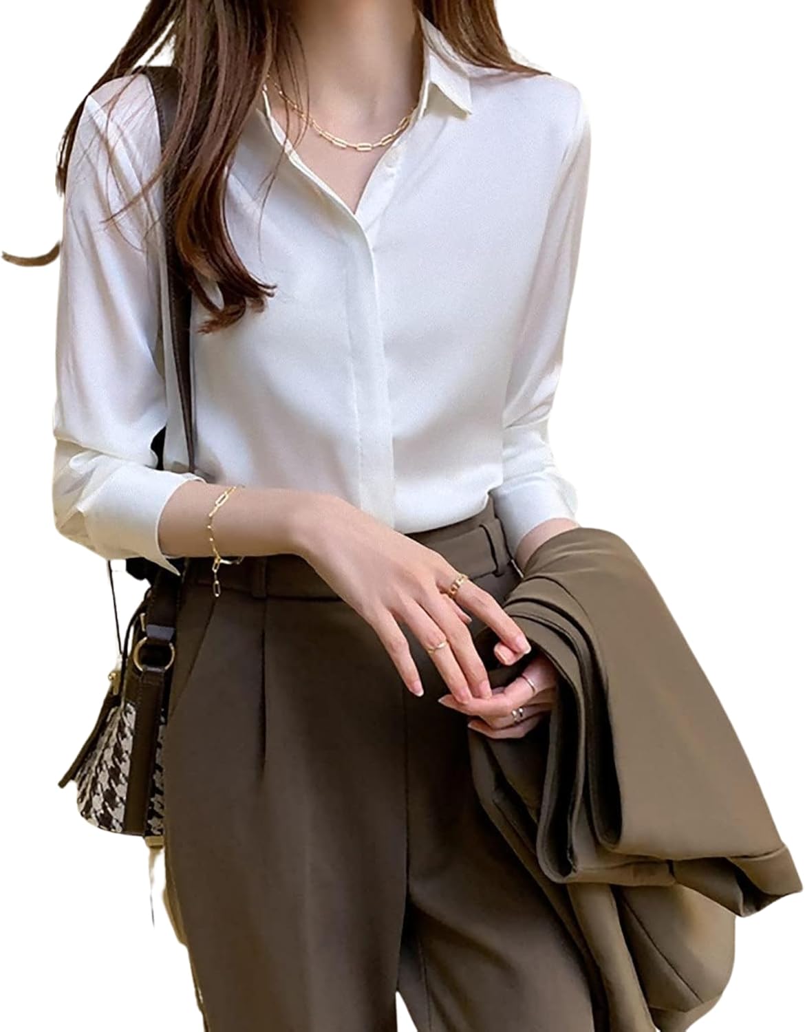 Misharen Women’s Satin Office Wear Top Blouse Shirt – Elegant Long Sleeve Silk Shirt Casual Wear, or Formal Wear For Professionals