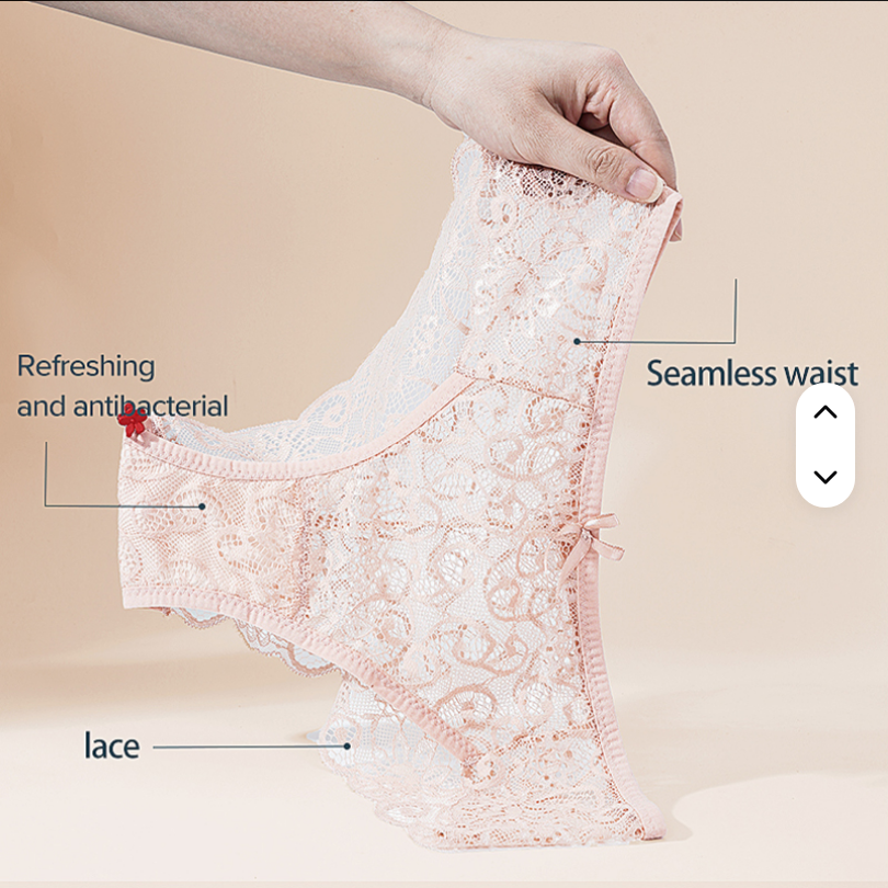 Misharen 6Pcs Pack Combo - Lace Lingerie Underwear, Lace Bikini Briefs, Hipster, Mid-Rise, Breathable Fabric