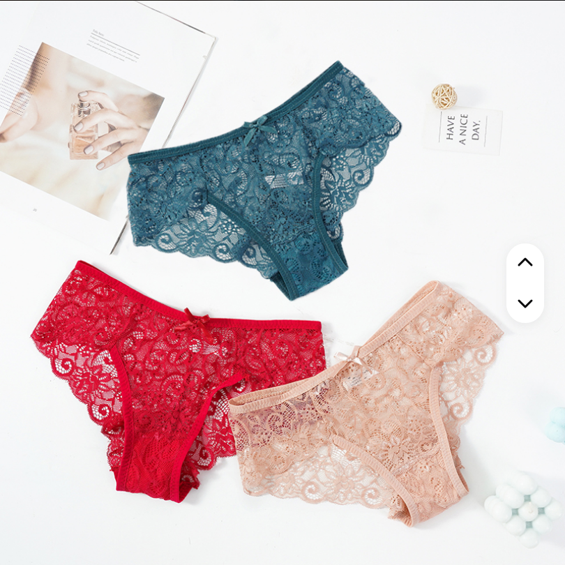 Misharen 6Pcs Pack Combo - Lace Lingerie Underwear, Lace Bikini Briefs, Hipster, Mid-Rise, Breathable Fabric