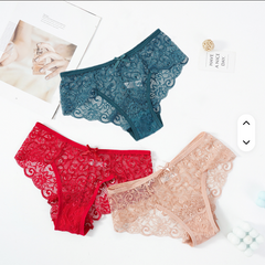 Misharen 6Pcs Pack Combo - Lace Lingerie Underwear, Lace Bikini Briefs, Hipster, Mid-Rise, Breathable Fabric